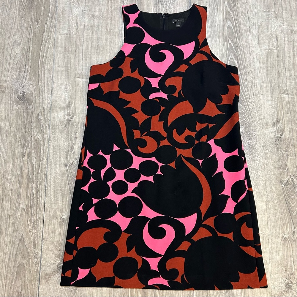 Ann Taylor Pink and Black Sheath Mini Dress with Halter Neckline for Cocktail. - Picture 8 of 8
